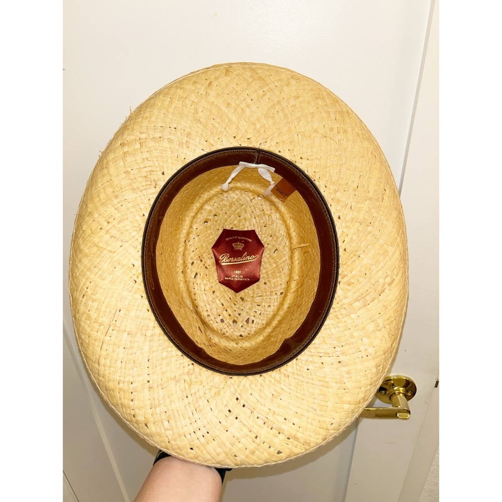 BORSALINO Woven 3" Brim Straw Hat Multicolor Cotton Woven Band SZ: Medium - Picture 10 of 12